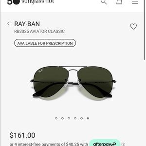 New in package black Ray-Ban Aviators